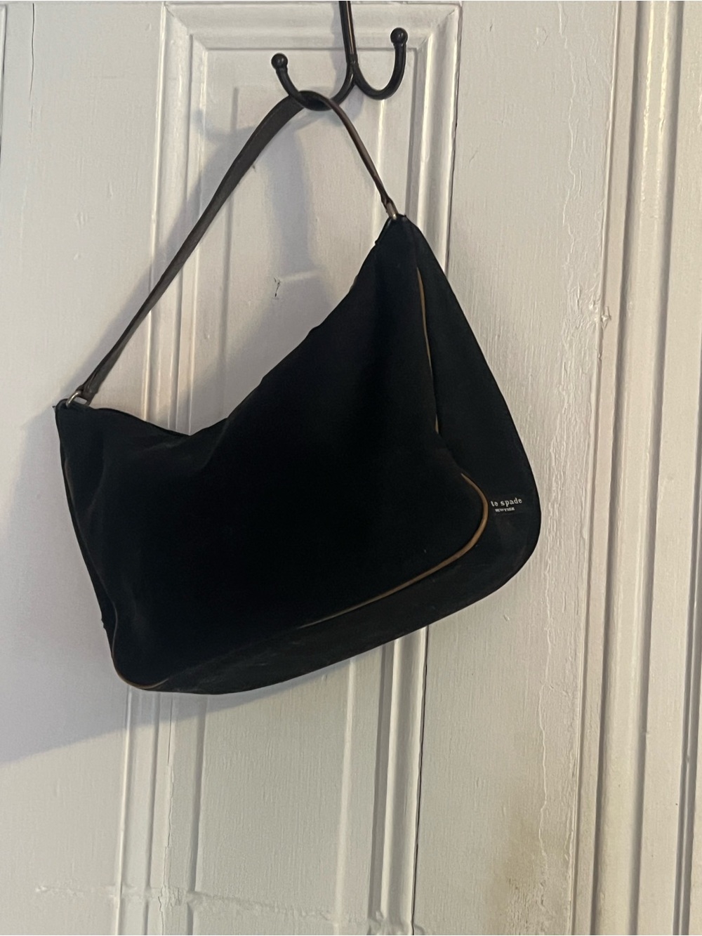 kate spade Black Shoulder Hobo with Brown Trim